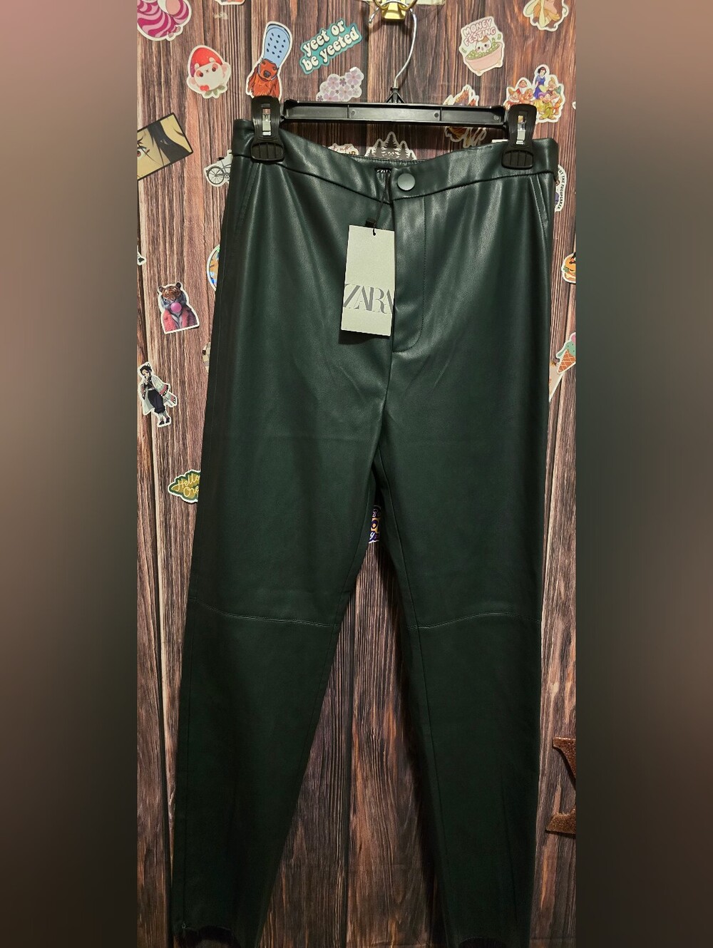 Zara Hi-Rise Faux Leather Legging Green Size Large